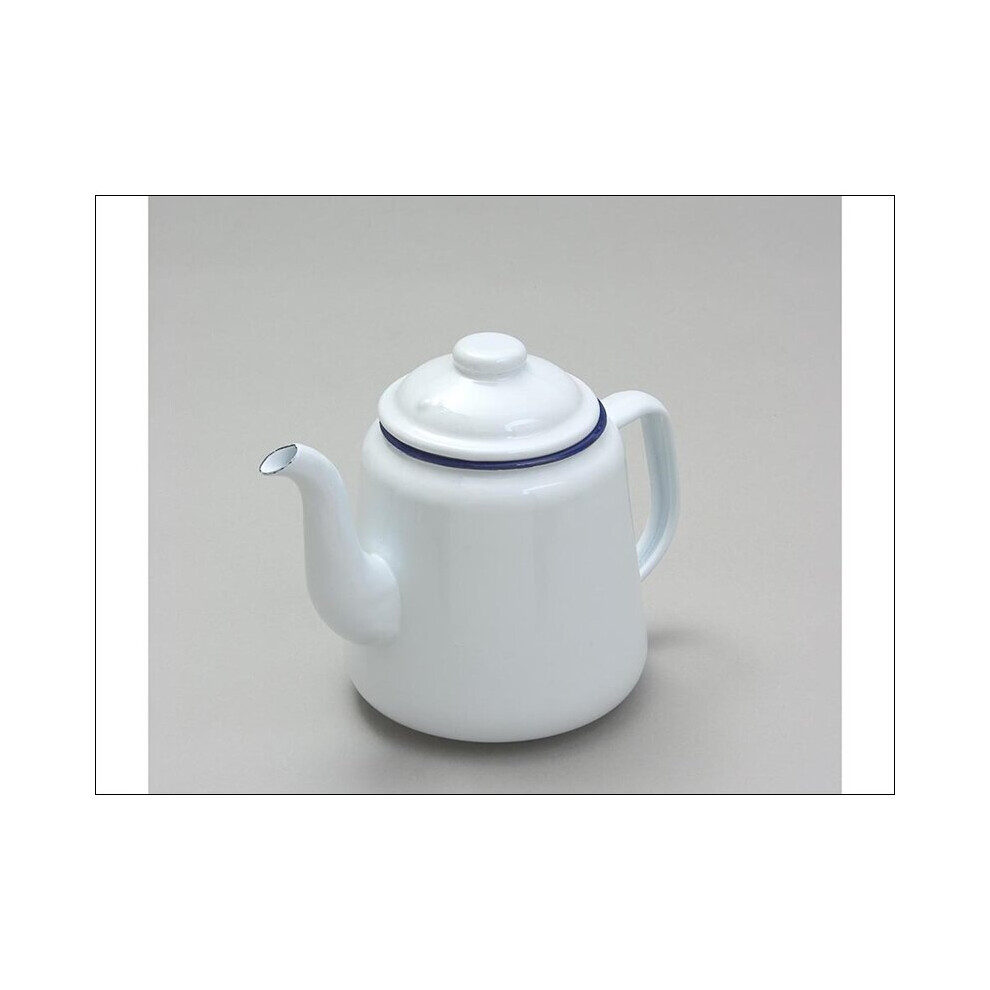 Falcon Teapot White/ Blue Rim 14cm 69614WH