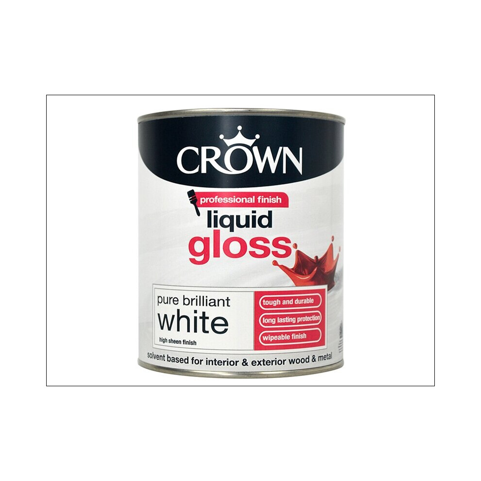 Crown Paints Liquid Gloss Pure Brilliant White 750ml