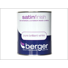 Berger Satin Sheen Brilliant White Interior Paint 1.25L for Wood & Metal - Rich Soft Finish