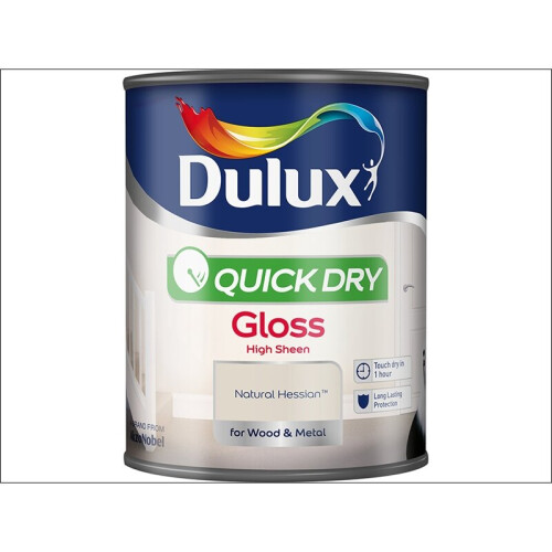 Dulux Quick Dry Gloss Natural Hessian 750ml - Self-Undercoating, Low Odour, Wipeable Finish (5211172)