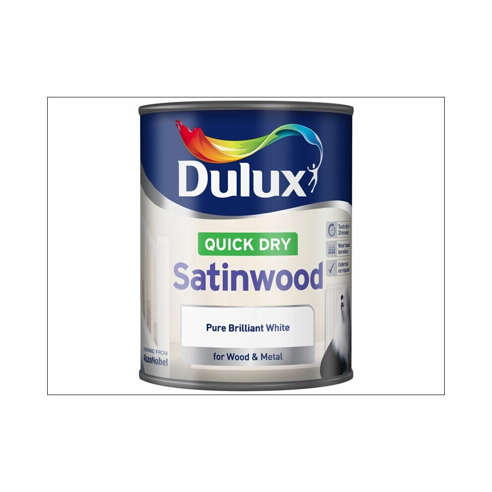 Dulux Quick Dry Satinwood Pure Brilliant White 750ml