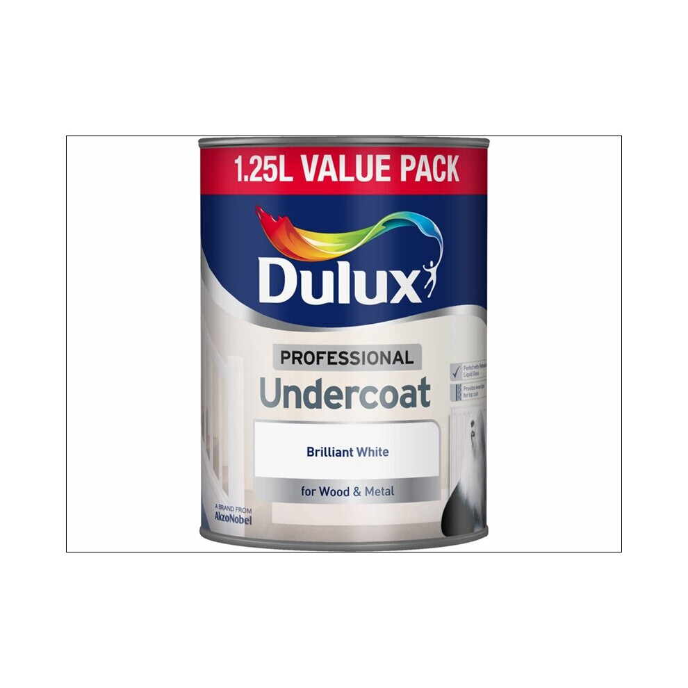 Dulux Professional Undercoat Paint Pure Brilliant 1.25L (5091237) White
