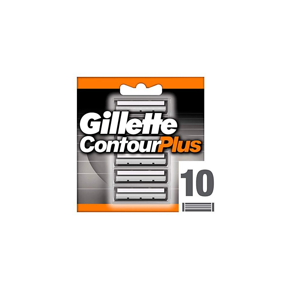 Gillette Contour Plus Razor Blades for Men with Comfort System, Pack of 10 Refill Blades