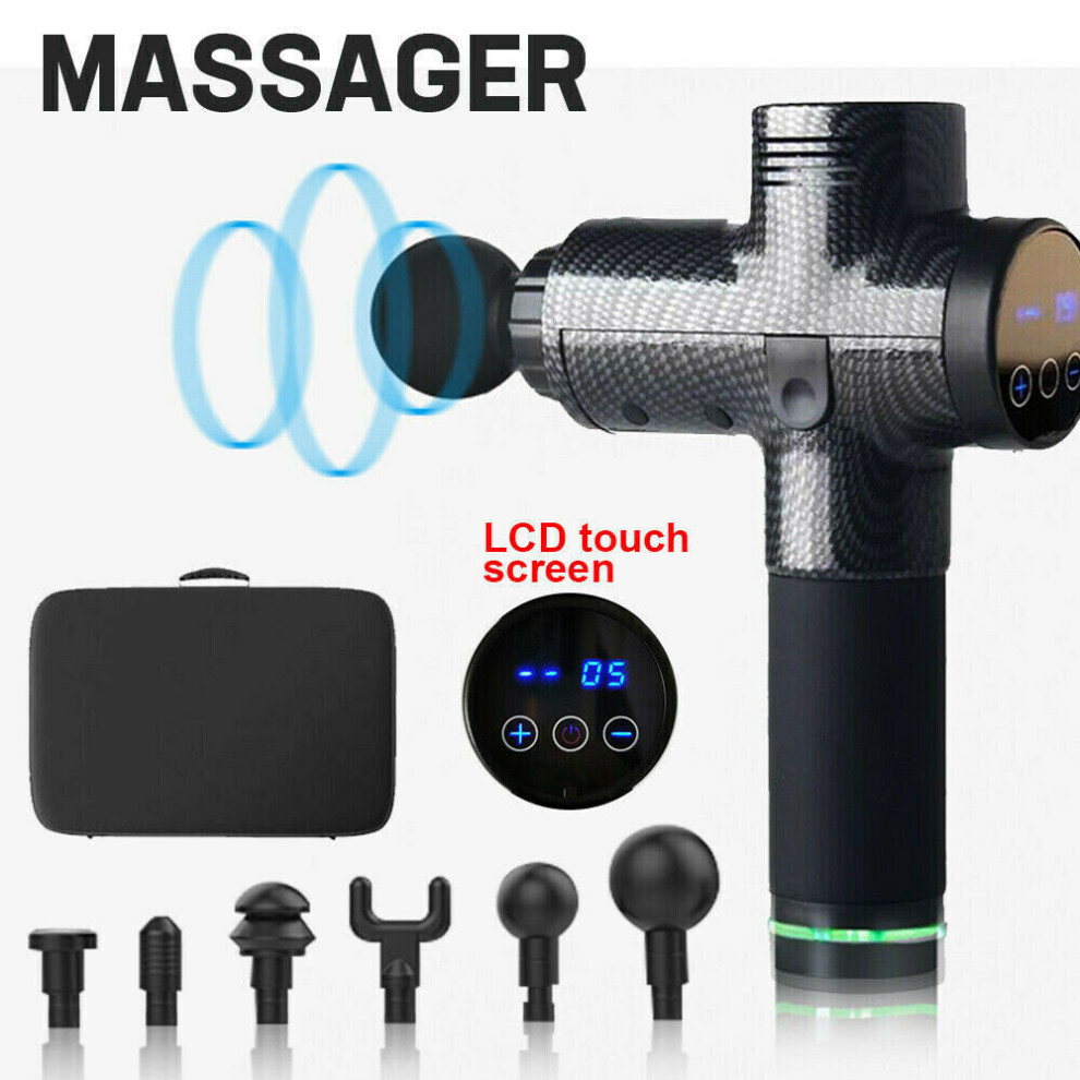(Gun with 6 Heads) 6P Heads Massage Gun Deep Muscle Vibration Fitness Massager Therapy