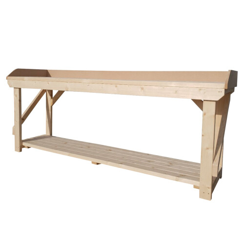 (7ft, Standard Legs) Wooden Workbench With Rear And Side MDF Up Stand 2