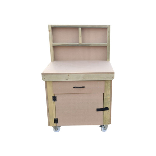(3ft, With Back Panel) Wooden MDF Top Storage Workbench With Lockable Cupboard and Drawers 1