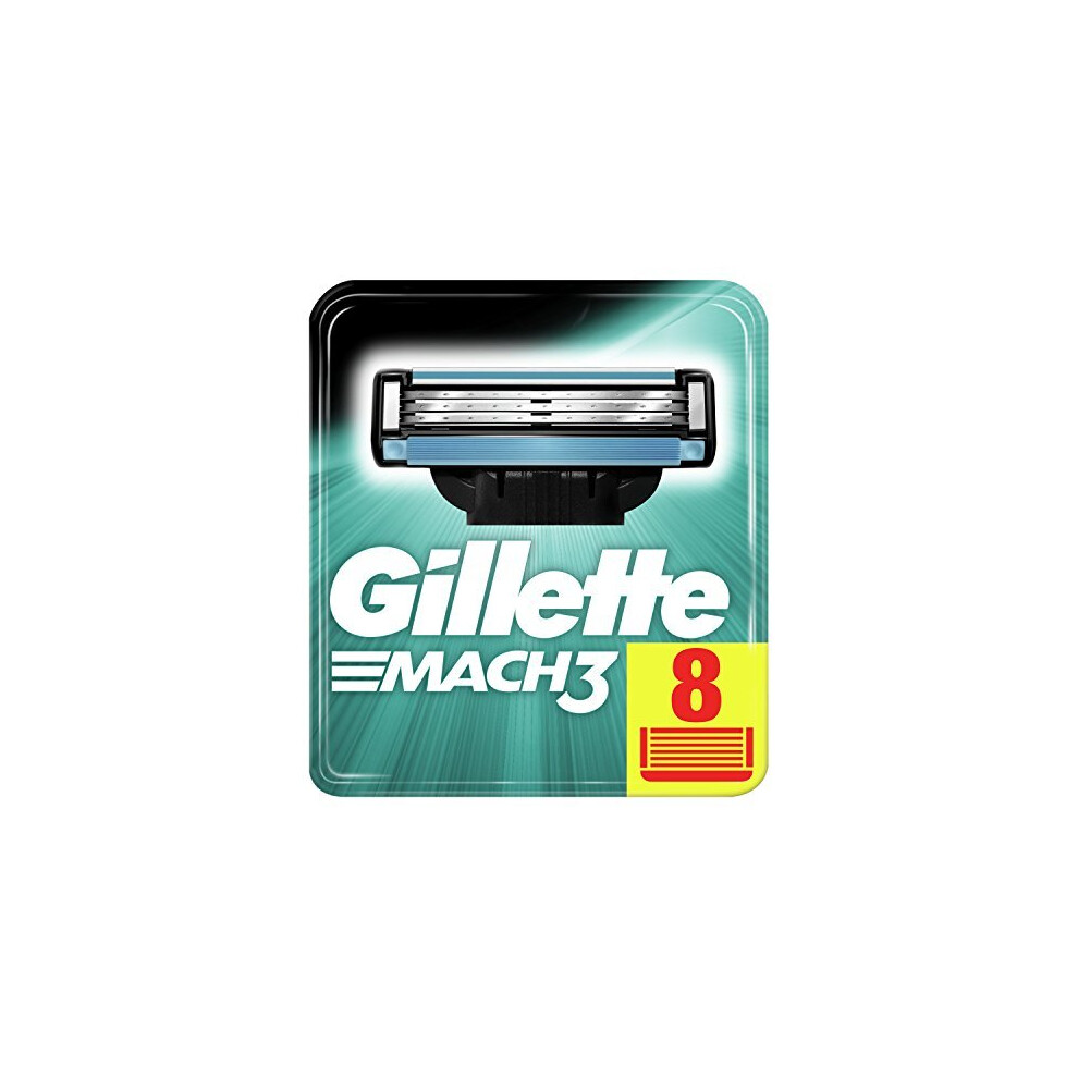 Gillette Mach3 Razor Blades for Men with Precision Trimmer, Pack of 8 Refill Blades