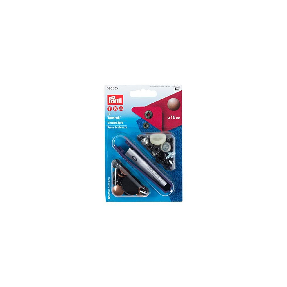Prym Non-Sew Fasteners Anorak Brass Antique Copper 15 Mm Prymlove