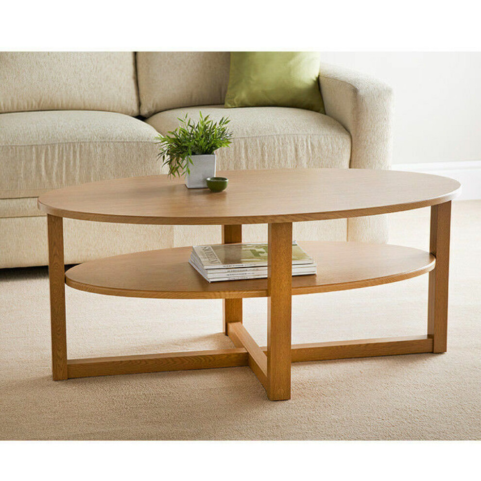 Large Oval Coffee Table with Undershelf Furniture G-0090
