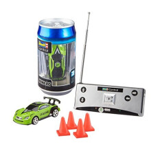 Revell 23560 Mini RC Racing-Car aus der Dose mit 40MHz-Fernsteuerung inkl. Ladefunktion, LED-Licht, kurze Ladezeit, lange Fahrzeit, Single, Multi Col