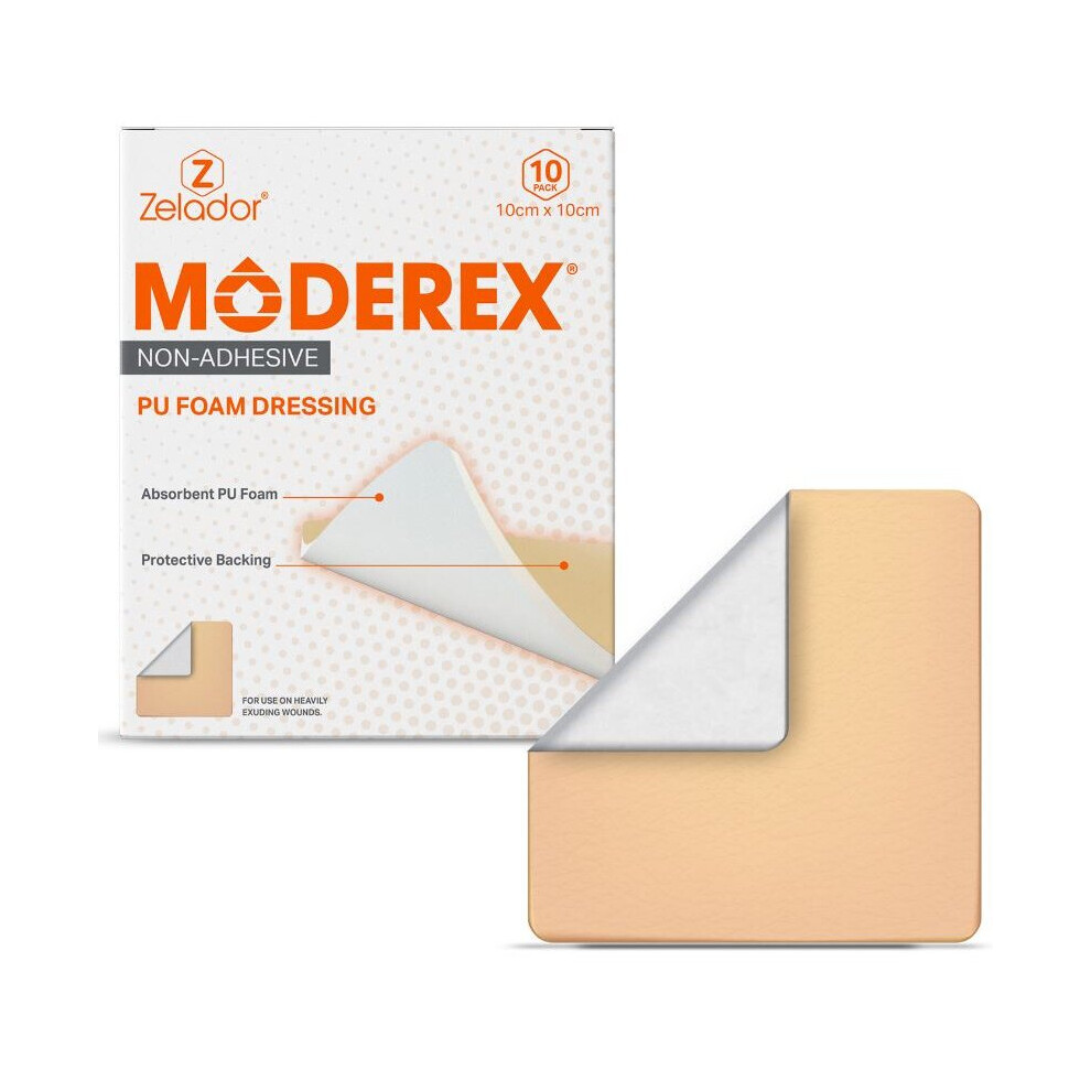 (15x15cm x 10) Moderex Non Adhesive PU Foam Dressings
