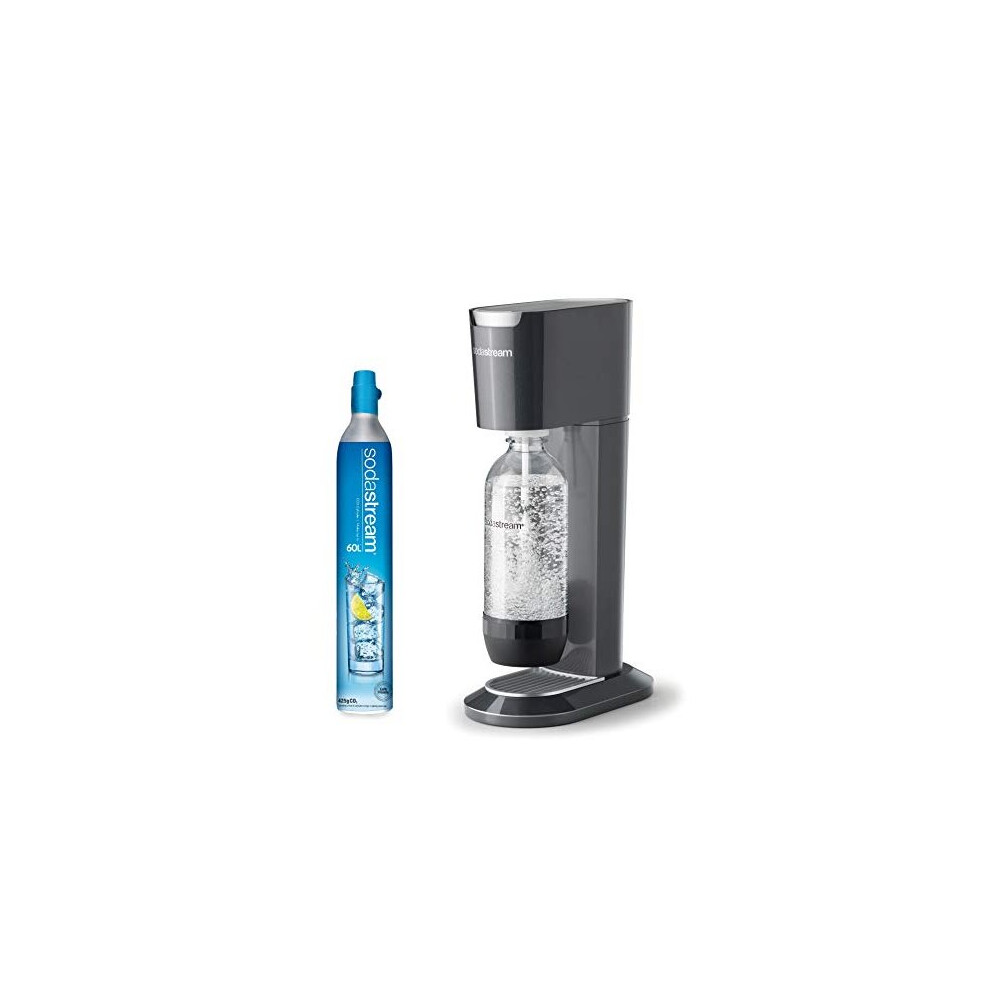 Sodastream Genesis Sparkling Water Maker Refillable Carbonated Water Maker, 1 Litre Bottle & 60 L Co2 Cylinder (Black) Black