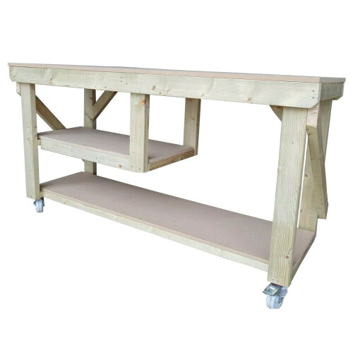 (4ft, Standard Legs) Wooden MDF Workbench With Half Shelf For Multi Storage 2