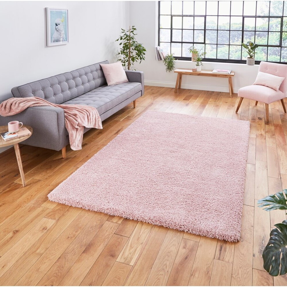 Think Rugs (80X150cm) Sierra 9000 Shaggy Rugs In Pink High Dense Soft Polypropylene Mats