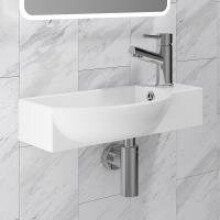 500mm Curved Bathroom Toilet Basin Sink Wall Hung Ceramic 1 Tap Hole