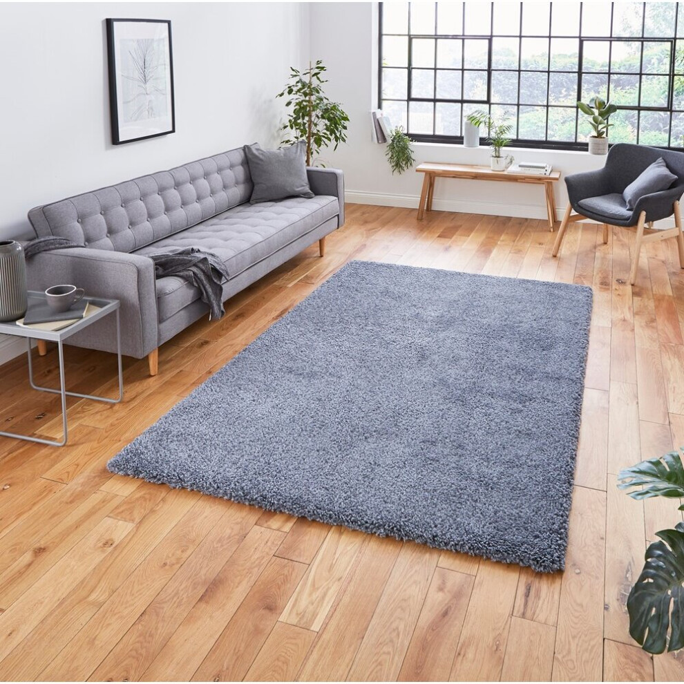 Think Rugs (200X290cm) Sierra 9000 Shaggy Rugs In Slate Grey Dense Soft Polypropylene Mats