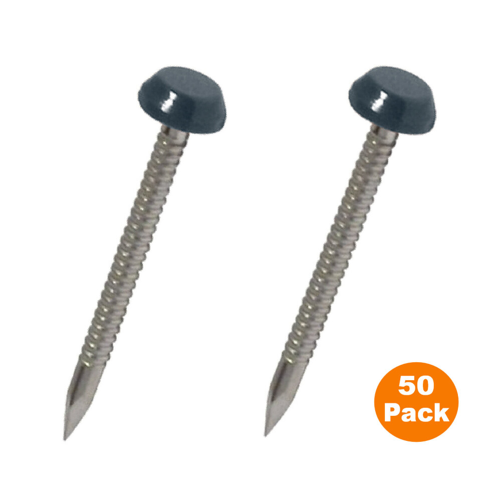 50 x Anthracite Grey UPVC 30mm Poly Top Pins Plastic Fascia Fixings