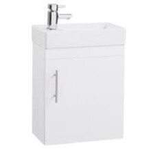 White Single Door 400 Wall Hung Vanity Unit