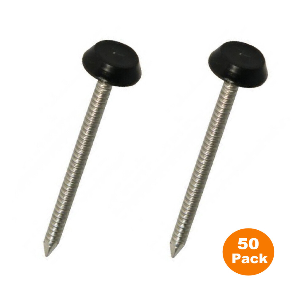 50 x Black UPVC 30mm Poly Top Pins Nails Plastic Headed Fascia Fixings