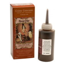 Henne Color Golden Brown Henna Hair Colouring Cream 90 ml - Plant-Based Dye, Gentle on Scalp, No Ammonia/PPD, Adds Shine & Subtle Grey Coverage
