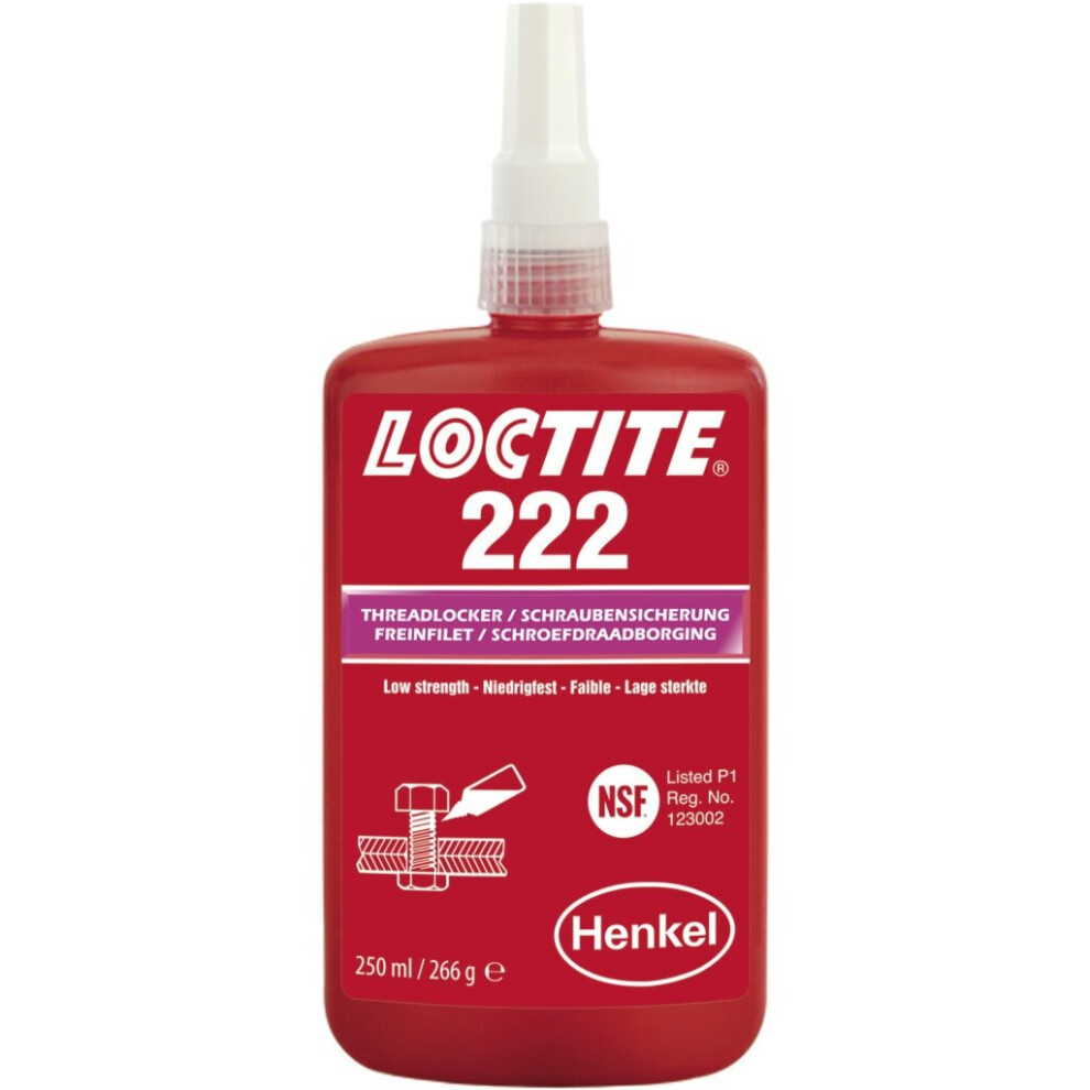 Loctite 222 Low Strength Threadlocker All Metal Adhesive Glue 250Ml 142486