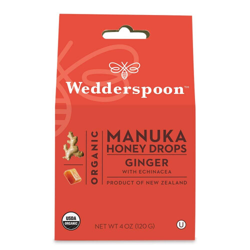 Wedderspoon Wedderspoon, Οργανική Μελίτανη Drops, Ginger με Echinacea, 4 oz (120 g)