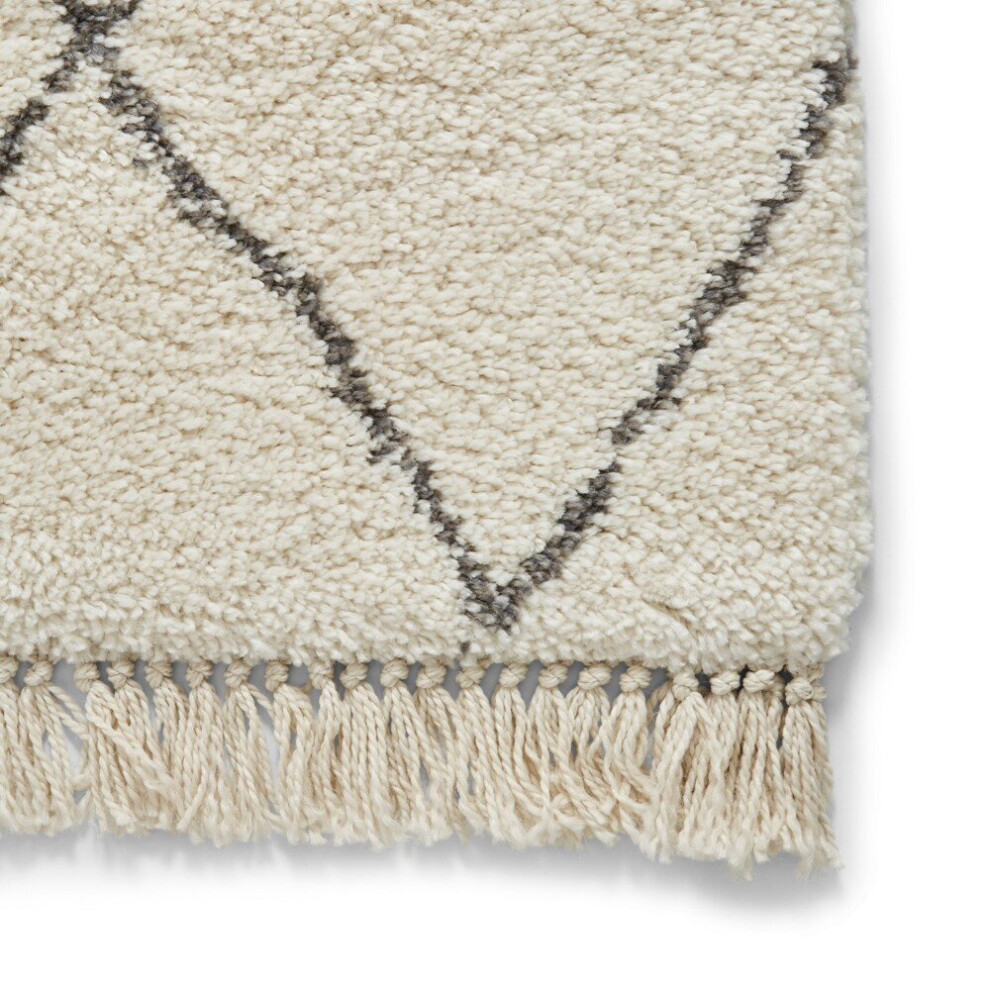 Think Rugs Boho 8280 Runners In Cream Grey Soft Deep Shaggy Fringed Mats 60X230cm