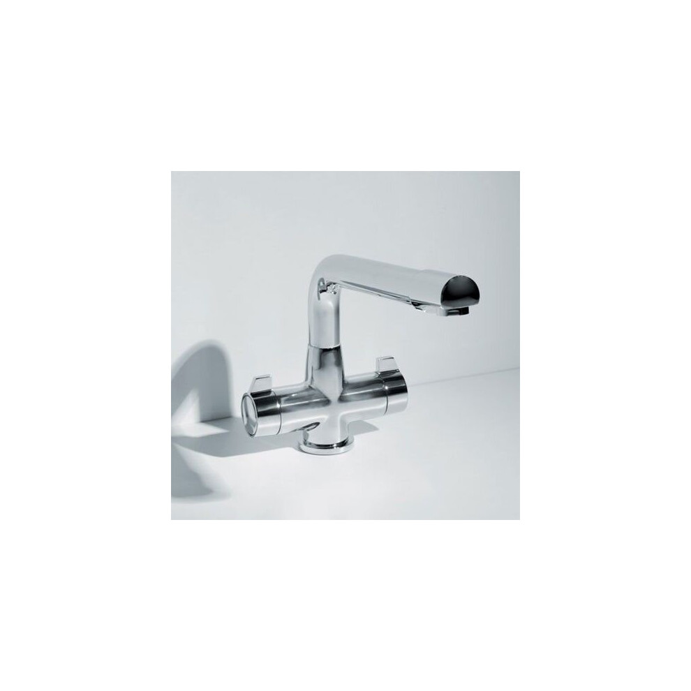 Modern Swivel Spout Twin Handles Monobloc Kitchen Sink Mixer Tap