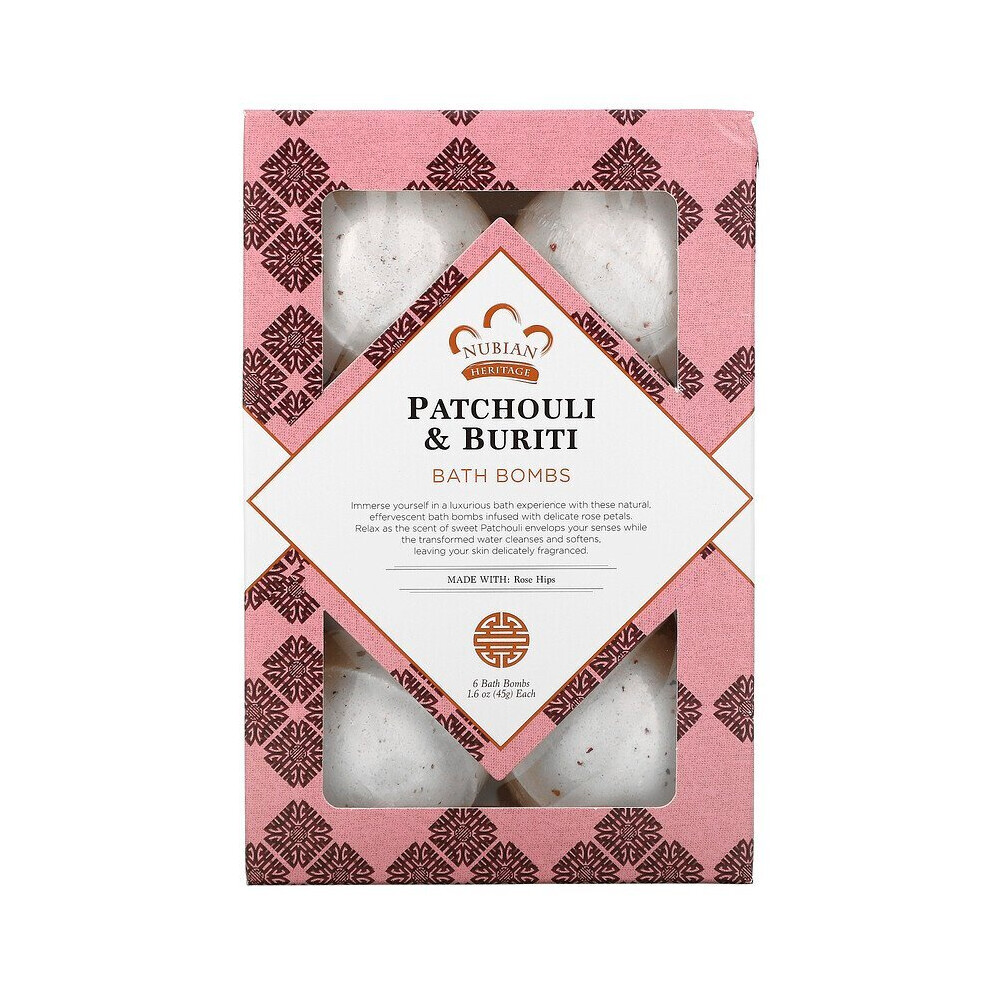 Nubian Heritage , Patchouli & Buriti, Bath Bombs, 6 Bath Bombs