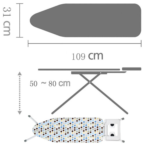 Folding Metal Ironing Board Vibrant Cover Iron Rack Non Slip Foldable 2