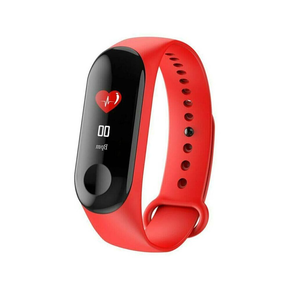 (Red) Bluetooth Smart Watch Bracelets Bands Heart Rate Blood Pressure Fitness Tracker