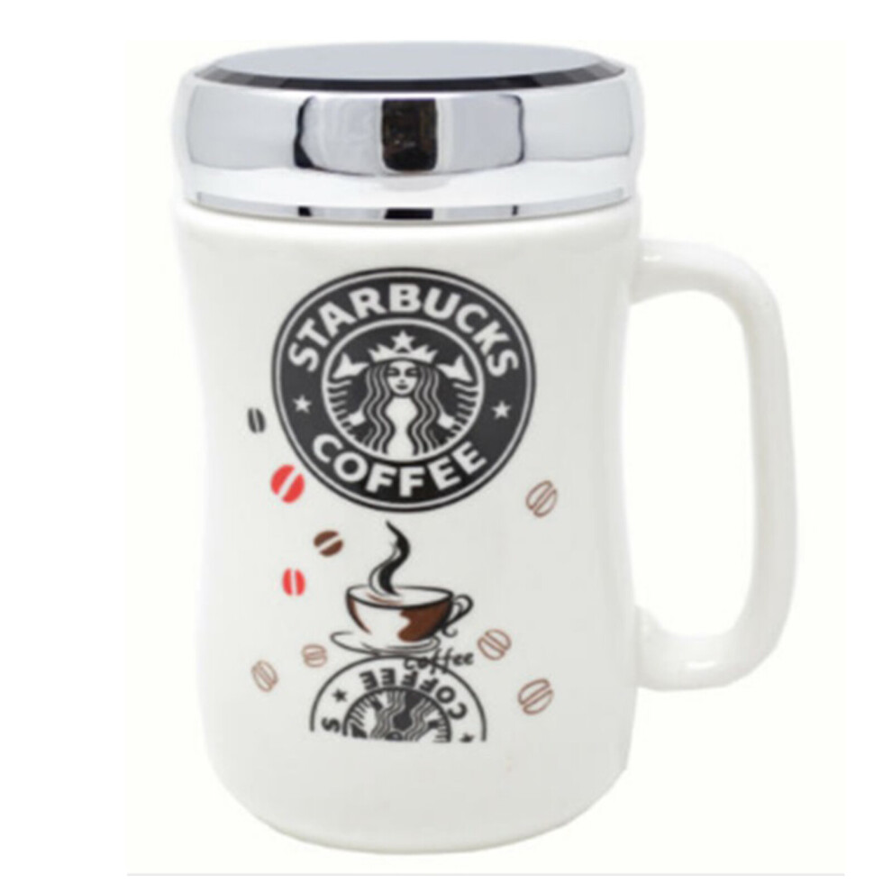 SET OF 2 STARBUCKS TRAVEL MUG CERAMIC COFFEE TEA CUP LID WORK HOT TEA