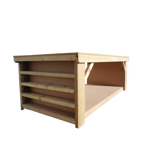 (6ft, Standard Legs) Workbench MDF Top Wide 3FT Depth With Side Shelving Wooden Table 1