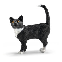Spielzeugfigur - Schleich - Stehende Katze - Schwarz und Weiß - Ab 3 Jahren