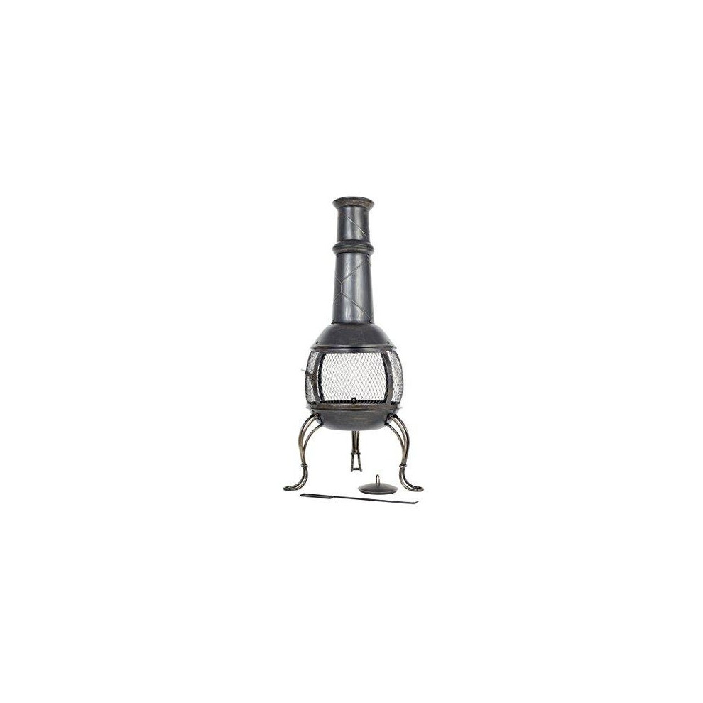 La Hacienda 56210 Leon Large Chimenea Chiminea Mesh Bronze Steel Garden Heater
