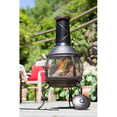 La Hacienda La Hacienda Leon Mesh Steel Chimenea Medium, Bronze Effect, 56156 2