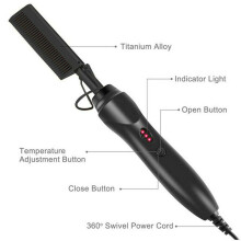 (black) Electric Heating Comb Curling Iron Heated Brush Copper Hair Straightener Comb
