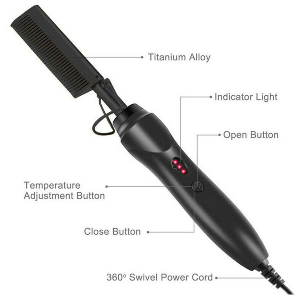 Eranpo Black (Black) Electric Heating Comb Curling Iron Heated Brush Copper Hair Straightener Comb