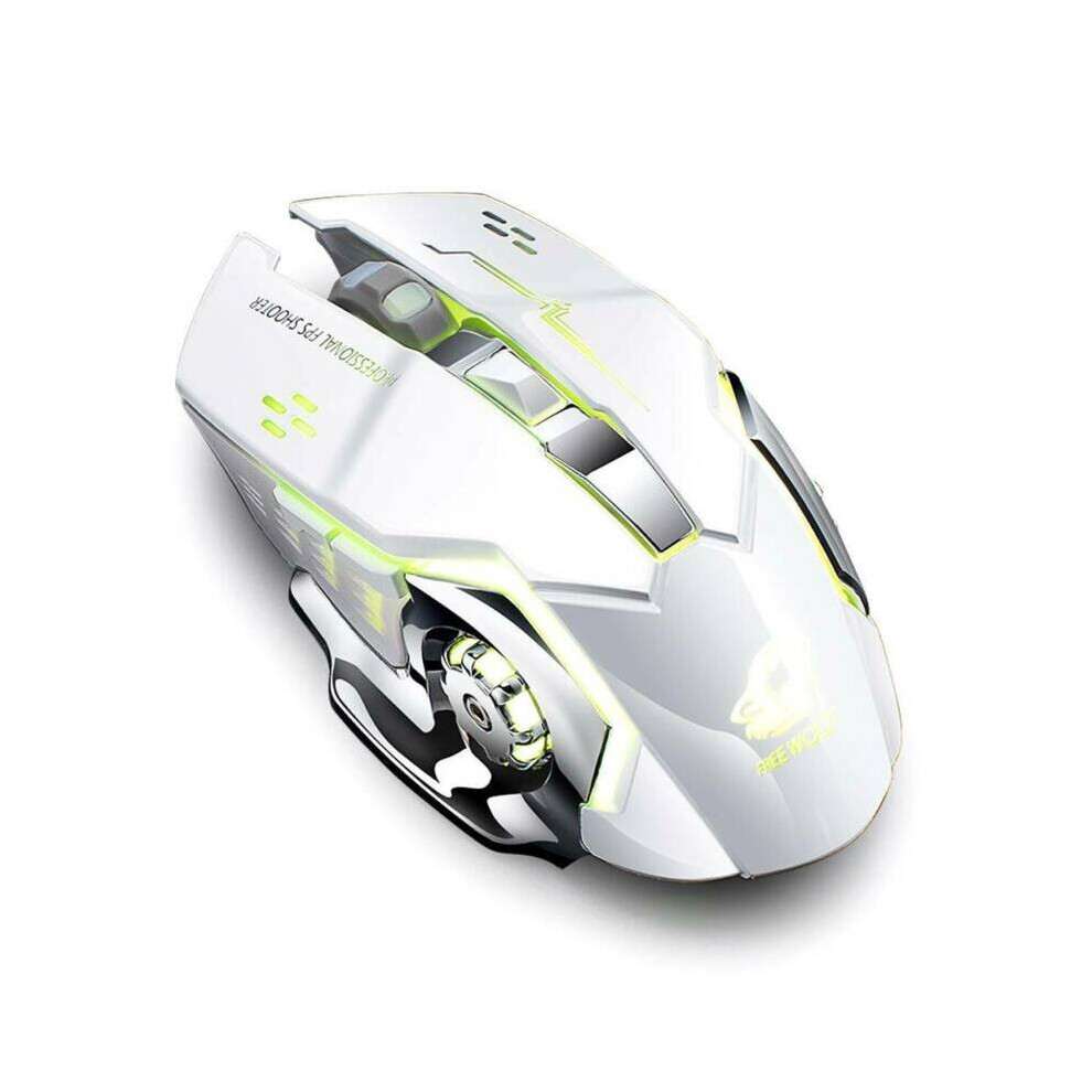 (White) 6 Button 2400Dpi Wireless Mechanical Game Mouse Mice Led Optical For Computer Uk White 795340513265