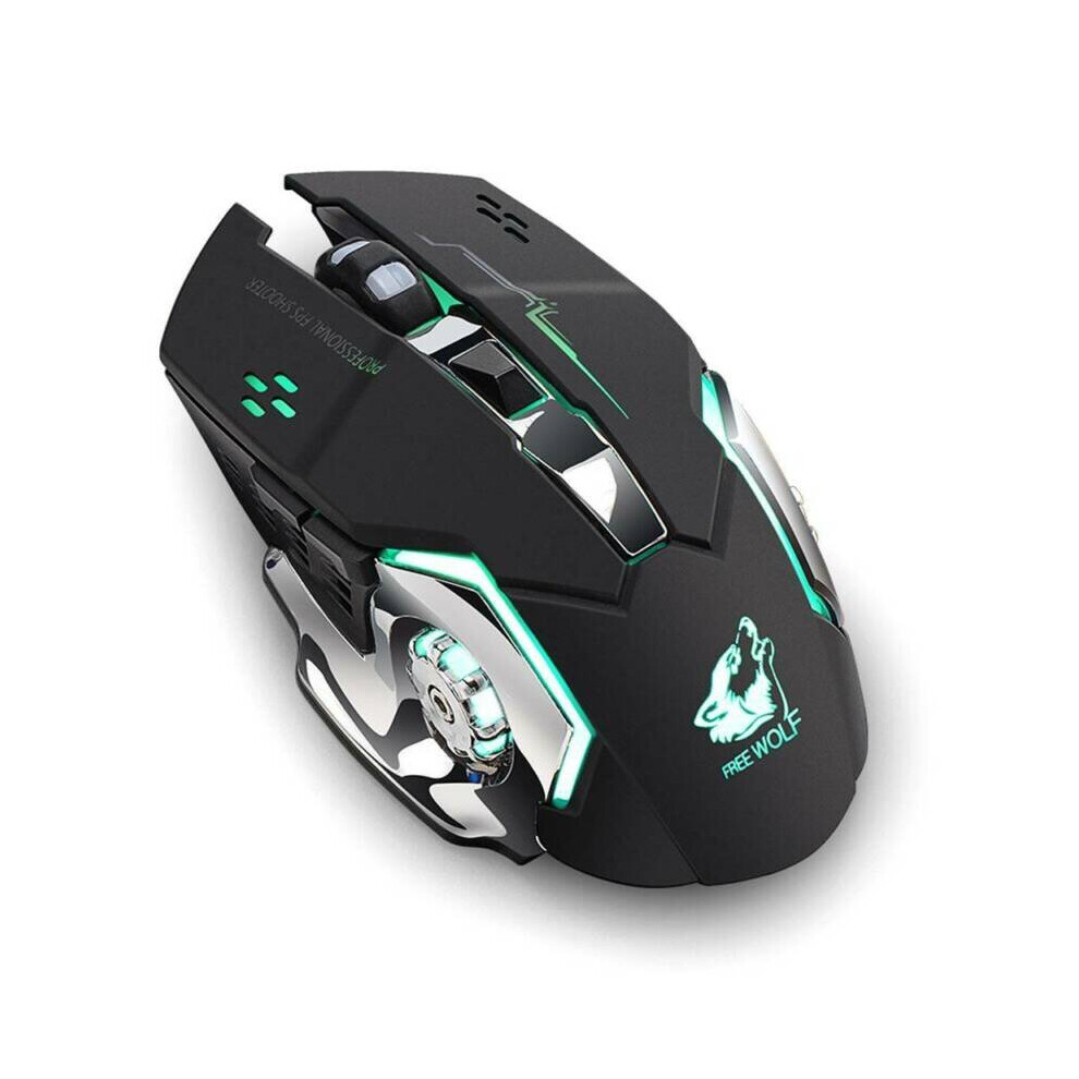 (Black) 6 Button 2400Dpi Wireless Mechanical Game Mouse Mice Led Optical For Computer Uk Black 795340513258