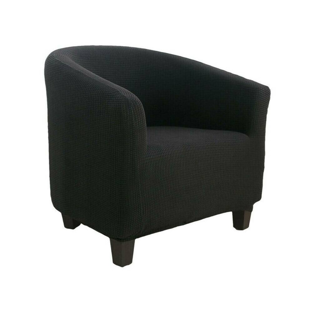(Black) Tub Chair Covers Slipcovers Elastic Polyester Fabric Armchair Sofa Seat Cover UK