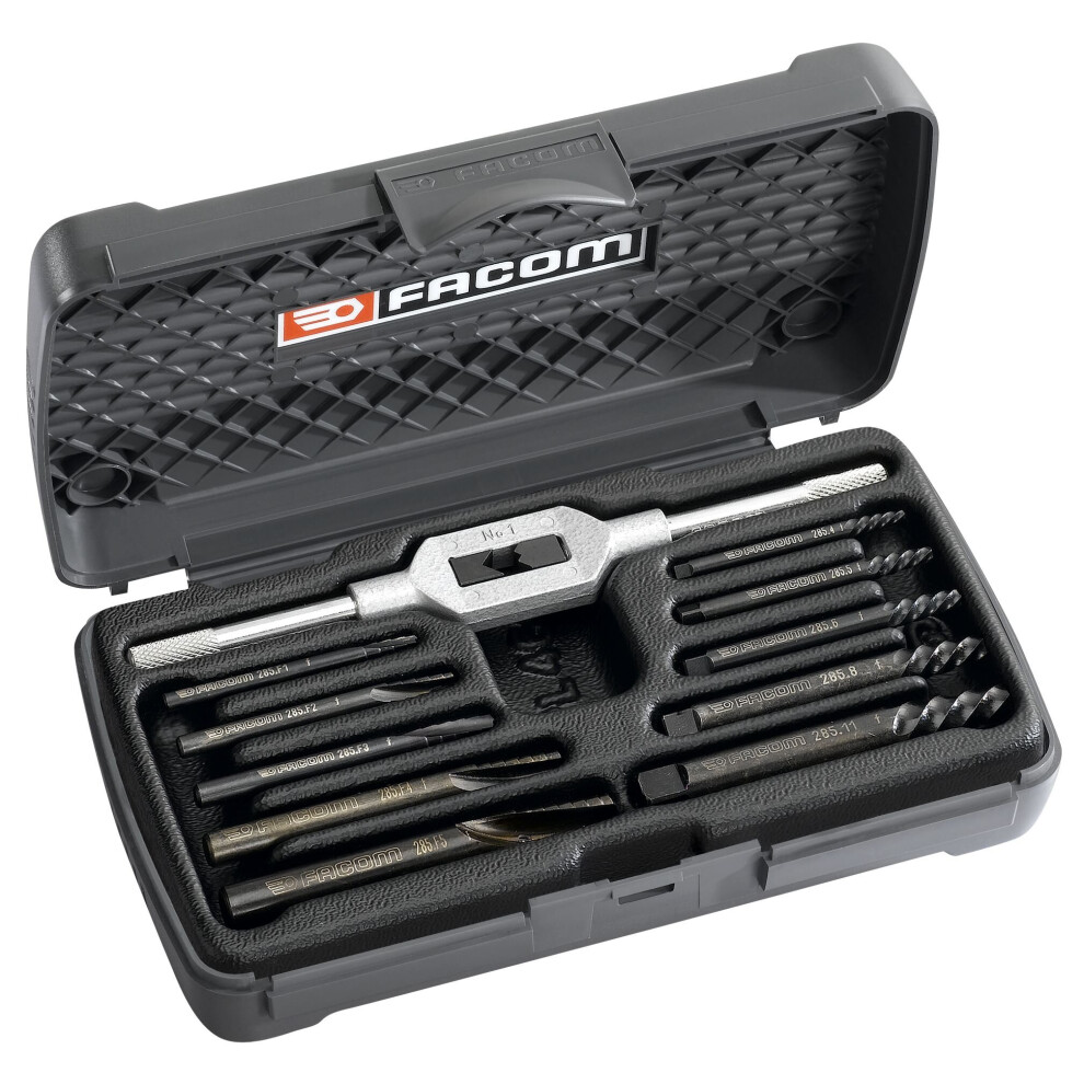 Facom 285.J10 Set Of Stud Pullers, Tap Wrenches And Drills Right-Hand Pitch