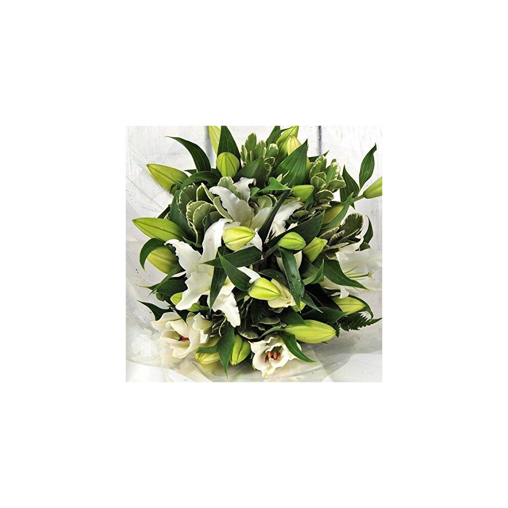 Homeland Florists White Oriental Bouquet, Fresh Flowers Delivered Next Day UK, Send Beautiful Large Scented Lilies for Birthday Present or Anniversa-image-OPC-P6CRSH6-NEW
