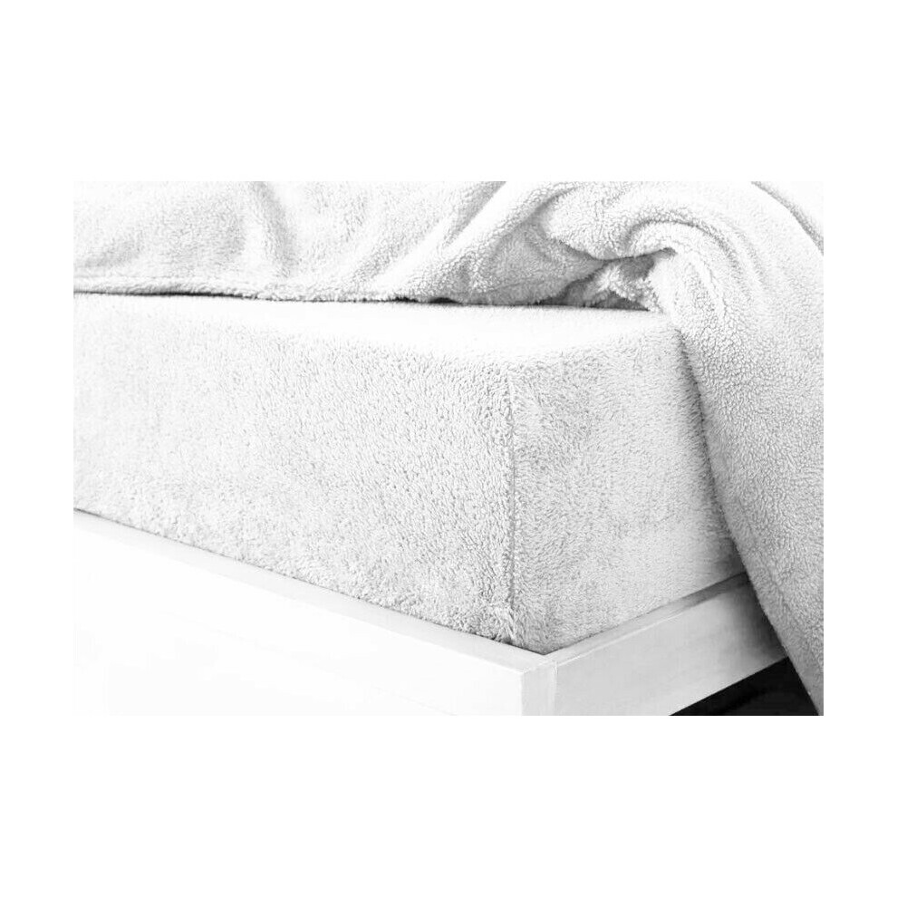 (White, Super-King) Teddy Extra deep Fleece Fur Fitted Bed Sheet