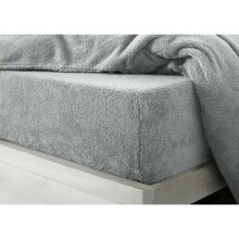 (Silver, King) Teddy Extra deep Fleece Fur Fitted Bed Sheet