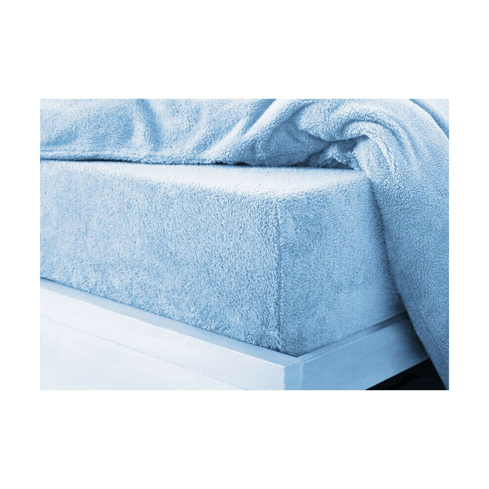 Nightzone (, King) Teddy Extra Deep Fleece Fur Fitted Bed Sheet Blue
