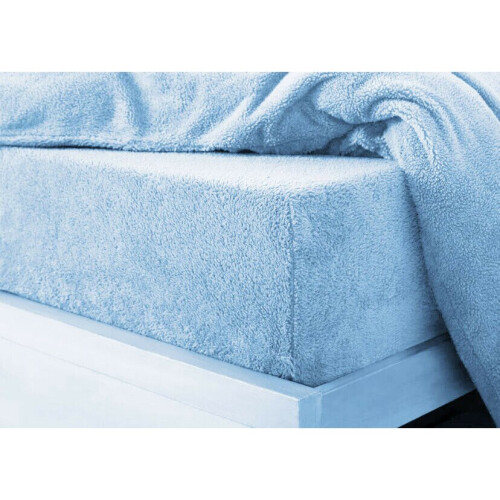 (Blue, Double) Teddy Extra deep Fleece Fur Fitted Bed Sheet