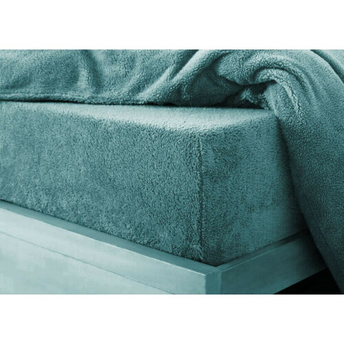 (Teal, Super-King) Teddy Extra deep Fleece Fur Fitted Bed Sheet