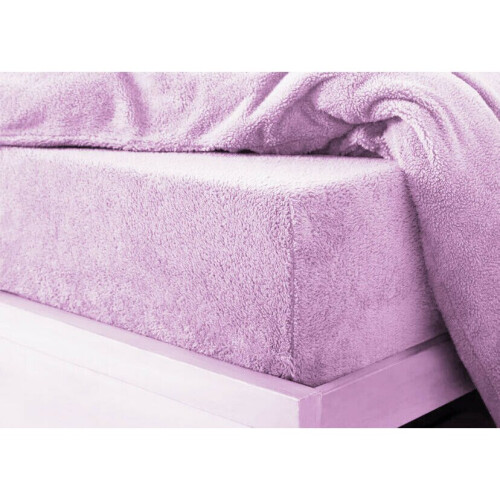 (Pink, Double) Teddy Extra deep Fleece Fur Fitted Bed Sheet