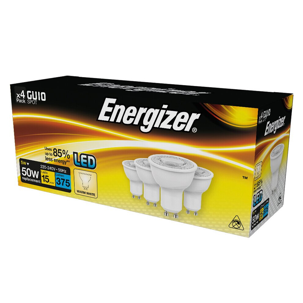 Energizer Eveready Gu10 Led 375 Lumen Warm X 4 S14425 White